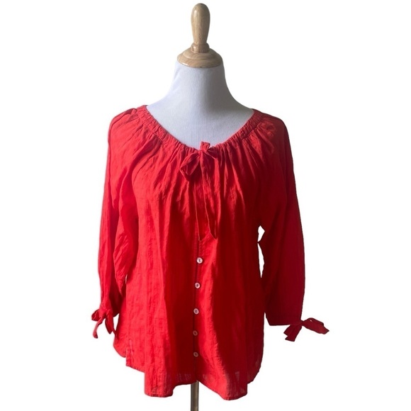 Cleobella Ryan Blouse in Cherry Red Size Medium New - Picture 2 of 16